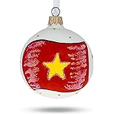 Flag of Vietnam Glass Ball Christmas Ornament 3.25 Inches