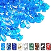 GRISUN 20 Pounds Caribbean Blue Fire Glass for Fire Pit - 1/2 Inch Tempered Glass Rocks for Natural or Propane Fireplace, Safe for Outdoors and Indoors Firepit Glass