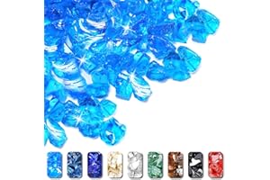 GRISUN Caribbean Blue Fire Glass for Fire Pit - 1/2 Inch Tempered Glass Rocks for Natural or Propane Fireplace, Safe for Outdoors and Indoors Firepit Glass, 10 Pounds