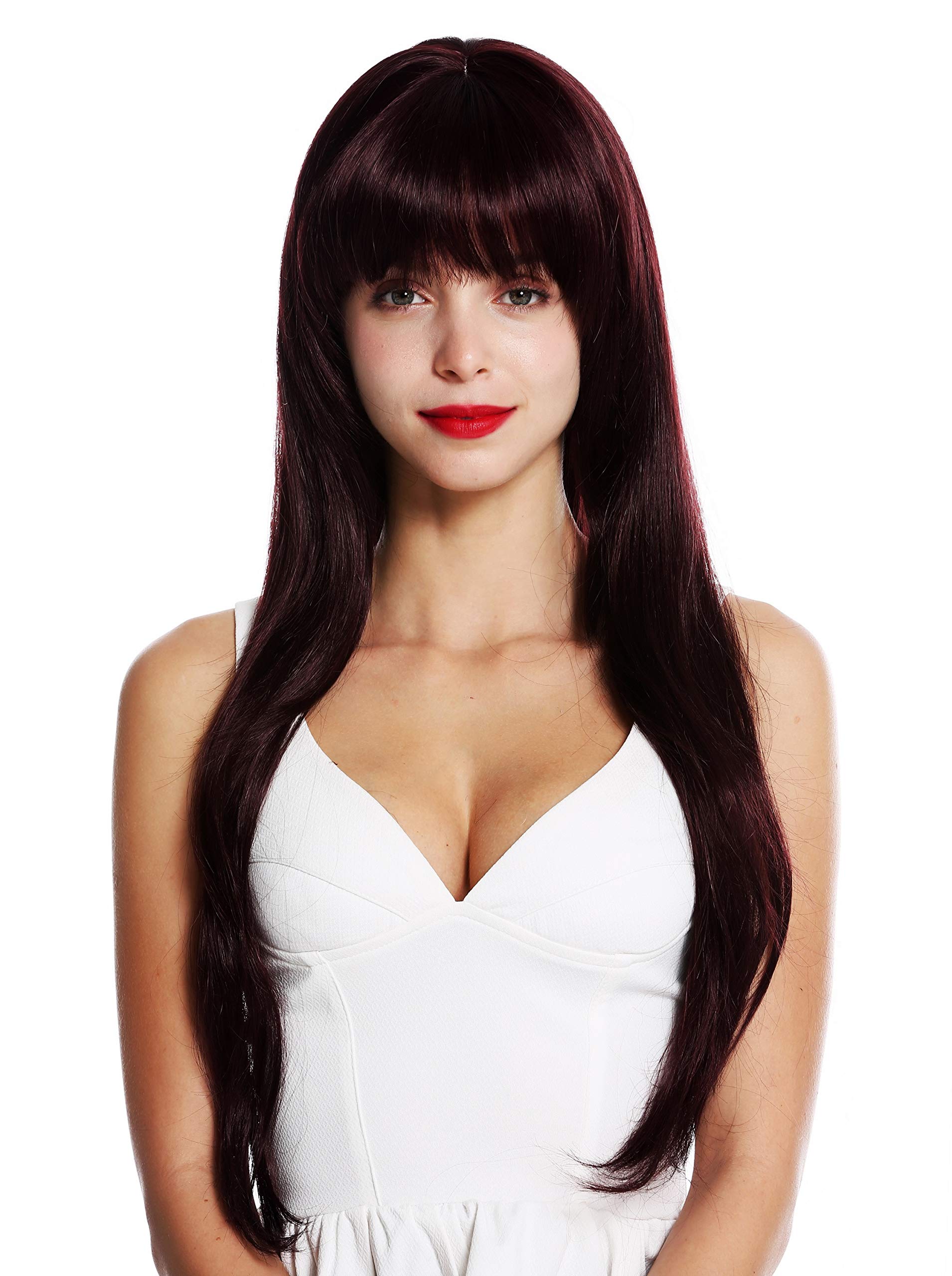 WIG ME UP - VK-43-99J quality women's wig long sleek layered long fringe Bordeaux red