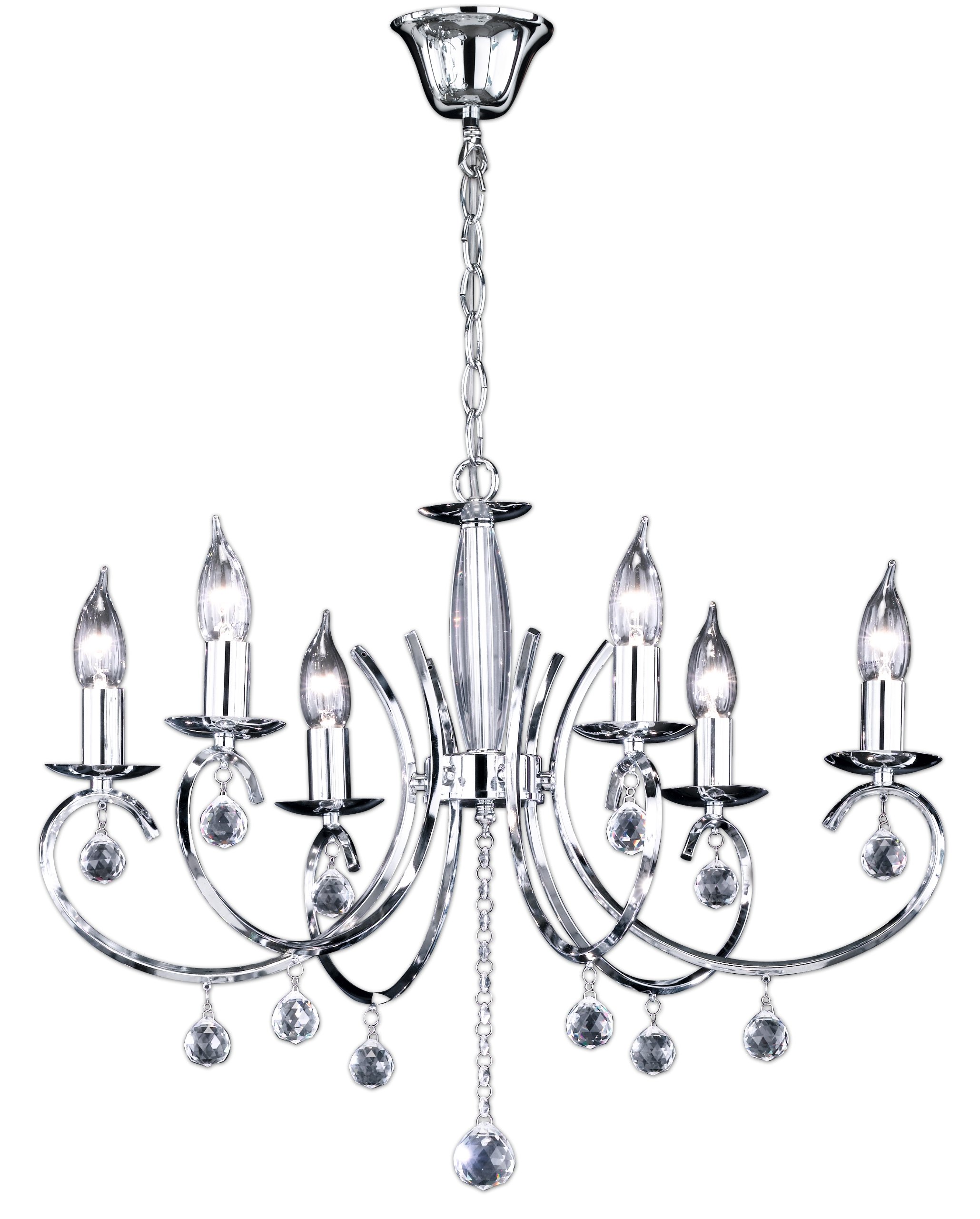 Honsel Leuchten 11016 Chandelier Hung with Glass Chrome Clear