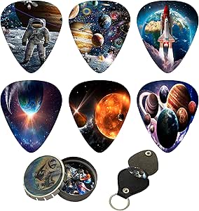 Pack de 12 púas de guitarra del espacio con caja y portapúas ...