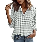 Wrinkle Free Button Down Shirts for Women Charm Slim-Fit Long Sleeve Formal Solid Dress Shirt Blouses Tops