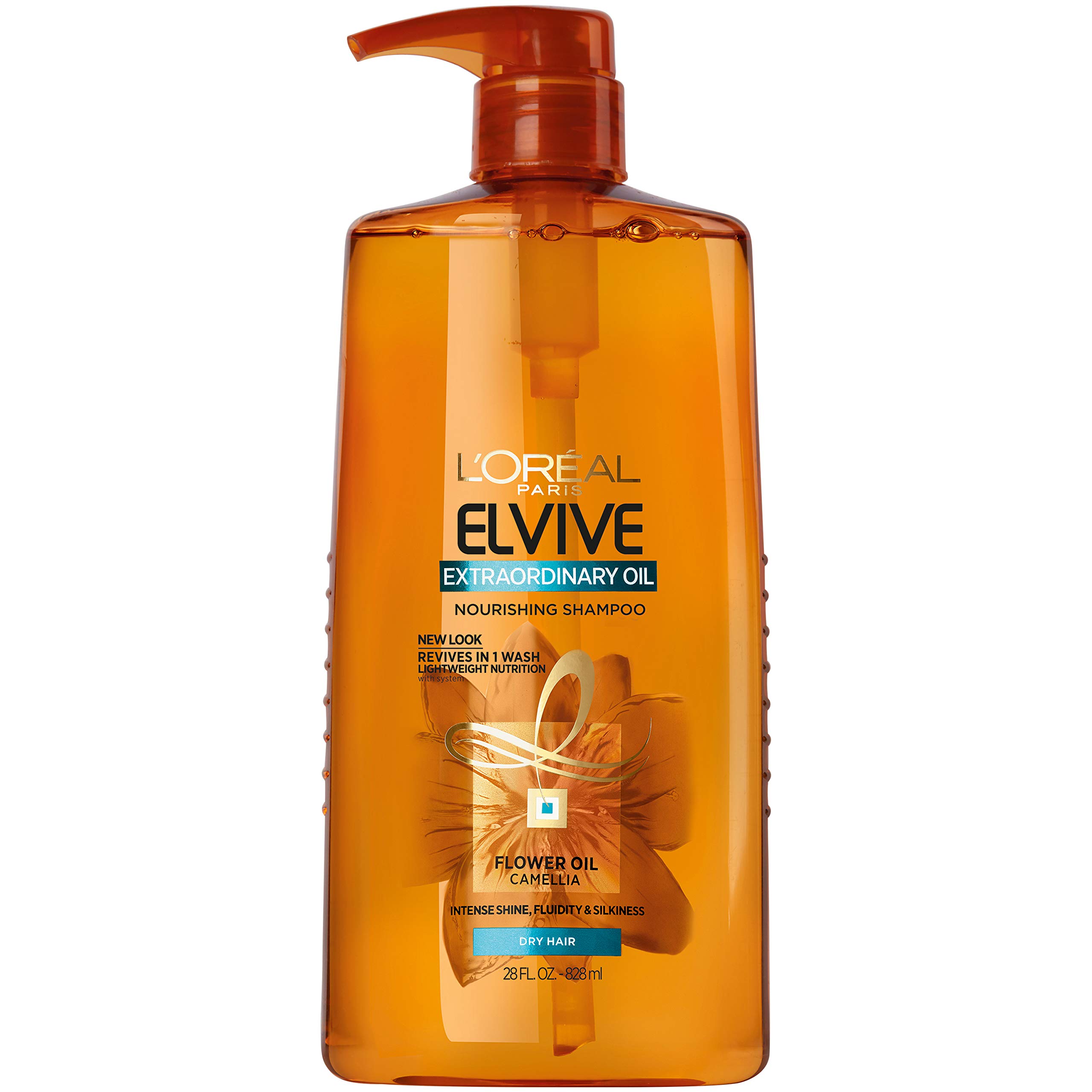 L’Oréal Paris Elvive Extraordinary Oil Nourishing Shampoo, for Dry or Dull Hair, Shampoo with Camellia Flower Oils, for Intense Hydration, Shine, and Silkiness, 28 Fl; Oz