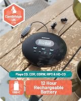 Oakcastle CD100 Portable CD Player Black Bluetooth 5.3 12hr view 2