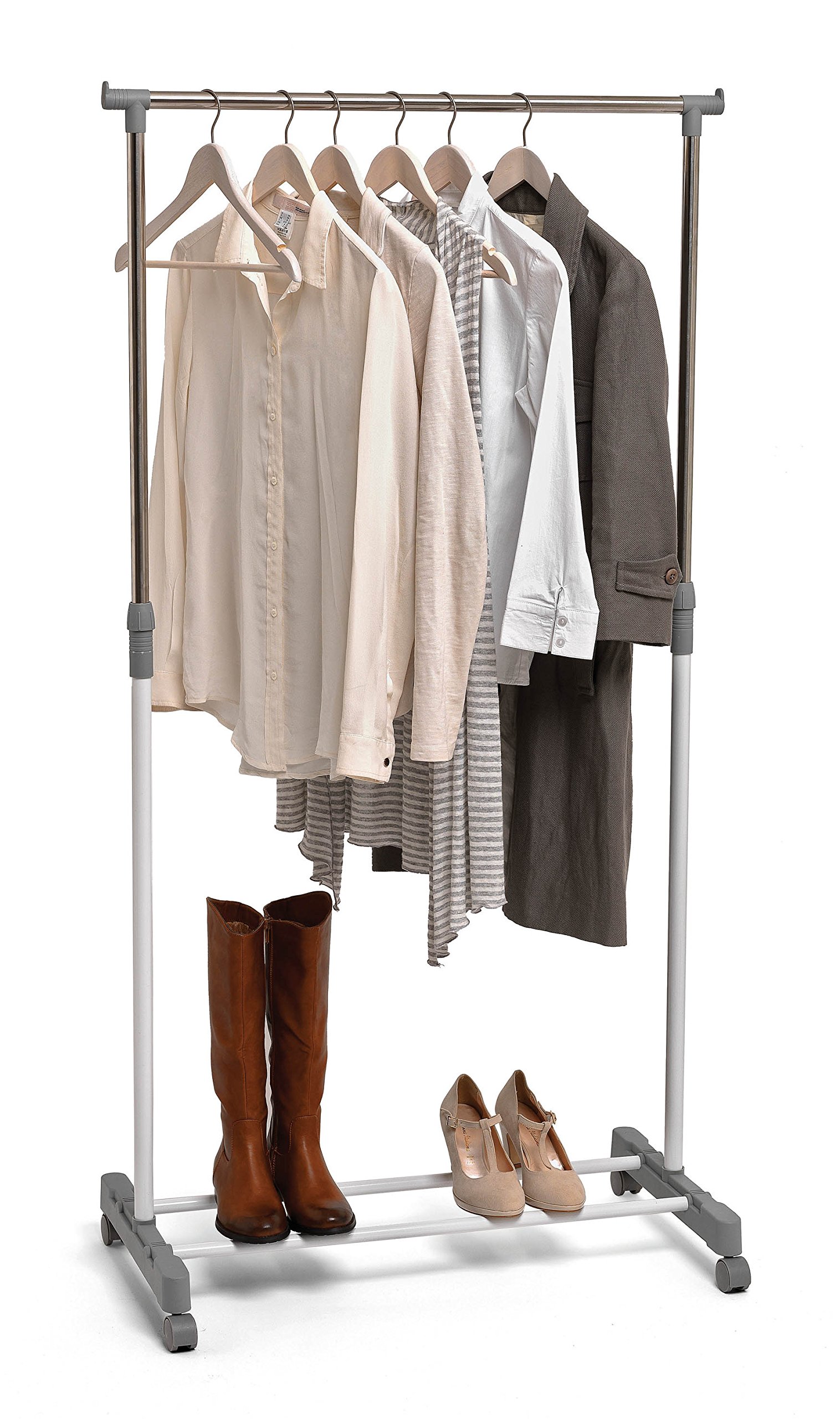 Domopak ® Single Adjustable Mobile Clothes Garment Hanging Rail With Wheels