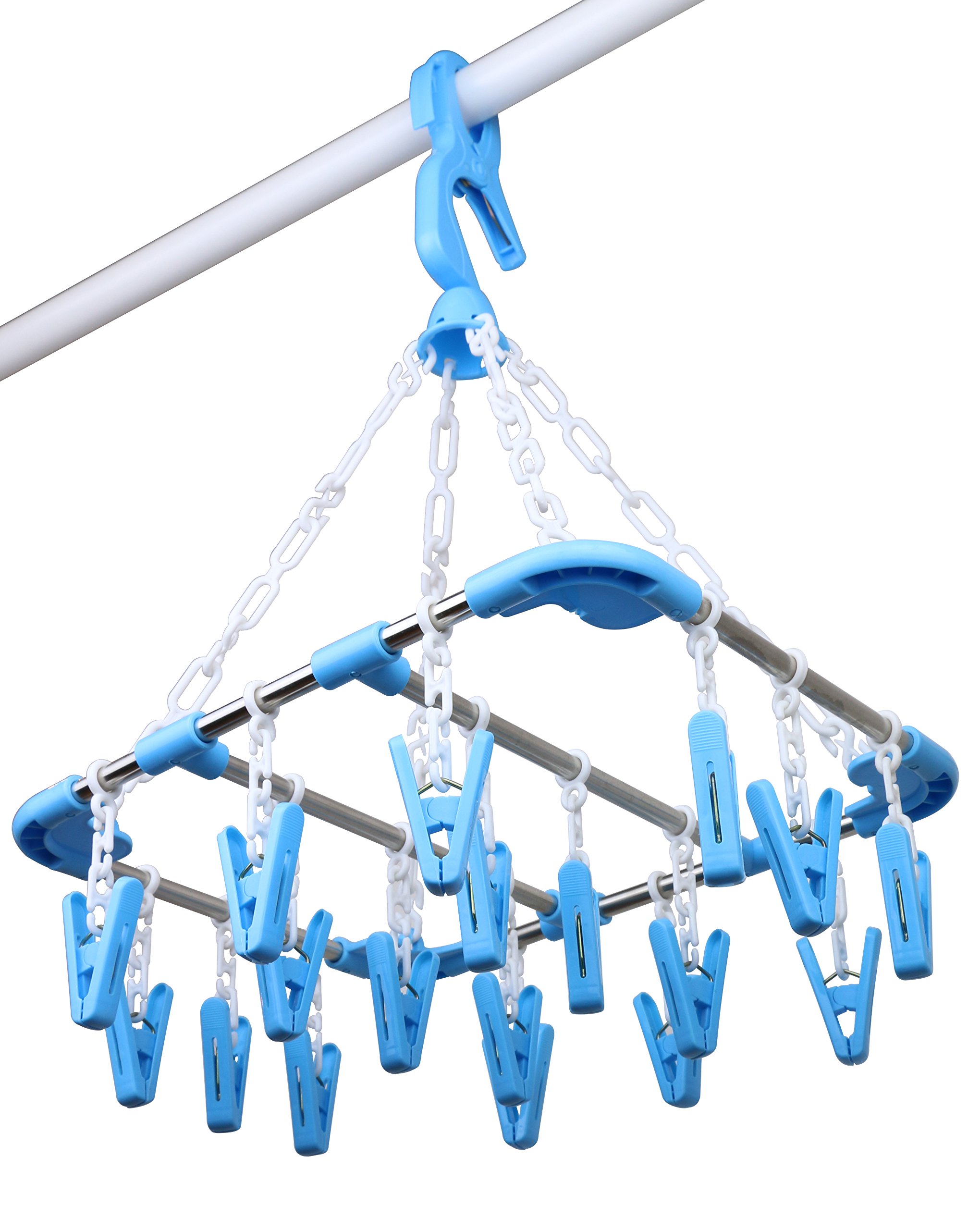 The Ultimate Clothesline Hanging Laundry Drying Rack with 18 Clips for