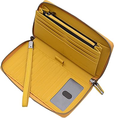 Amazon Co Jp レディース財布 本牛革 Rfid 磁気スキミング防止 スマホ入れ可 ラウンドファスナー長財布 大容量 カード17枚収納 多機能 イエロー シューズ バッグ Amazon Co Jp レディース財布 本牛革 Rfid 磁気スキミング防止 スマホ入れ可 ラウンドファスナー長財布 大容量 カード17枚収納 多機能 イエロー シューズ バッグ