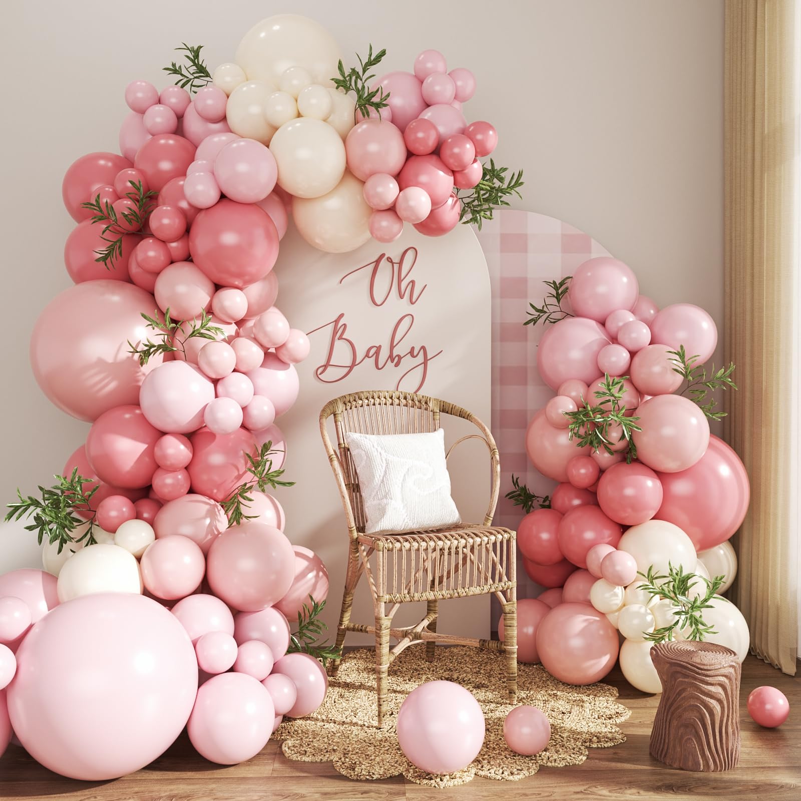 Photo 1 of Dusty Pink Balloon Arch Kit 124Pcs Pink and White Balloon Arch Garland Kit Include Macaron Light Pink Sand White Balloons for Baby Shower Bridal Shower Wedding Birthday Party Decorations