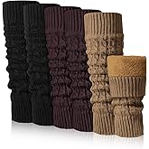 Chuarry 3 Pairs Winter Fleece Lined Leg Warmer for Women Skating Leg Warmer Long Boot Socks for Women Skating Every Day Wear