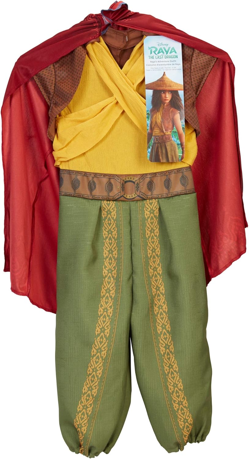 Disney Raya Warrior Costume Outfit with Cape for Girls Size 4-6X [ Exclusive]: Toys & Games