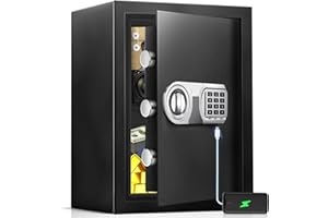 BIOAEYOK 2.8 Cu Ft Fire Proof Safe for Home Documents, Digital Security Safe Box with LED Sensor Light & Emergency USB-C Cable, Removable Shelf for Money Jewelry Valuables