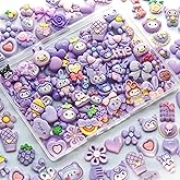 68pcs Slime Charms Cute Set, Mixed Cute Charms Resin Flat Back Slime Making Supplies, for Phone Junk Cases,Crafting Scrapbooking & DIY Decoration (Purple)