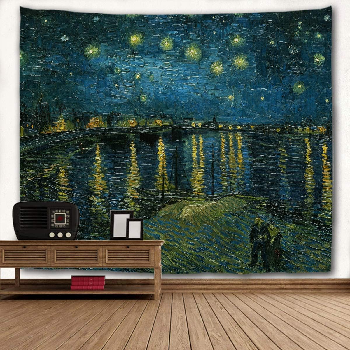 Tapestries - WIHVE Tapestry Van Gogh Starry Night Over The Rhone Wall Hanging Art Home Decor Polyester Tapestry for Living Room Bedroom Bathroom Kitchen Dorm 60 x 40 Inches