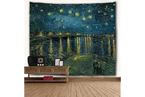 WIHVE Tapestry Van Gogh Starry Night Over The Rhone Wall Hanging Art Home Decor Polyester Tapestry for Living Room Bedroom Bathroom Kitchen Dorm 60 x 40 Inches