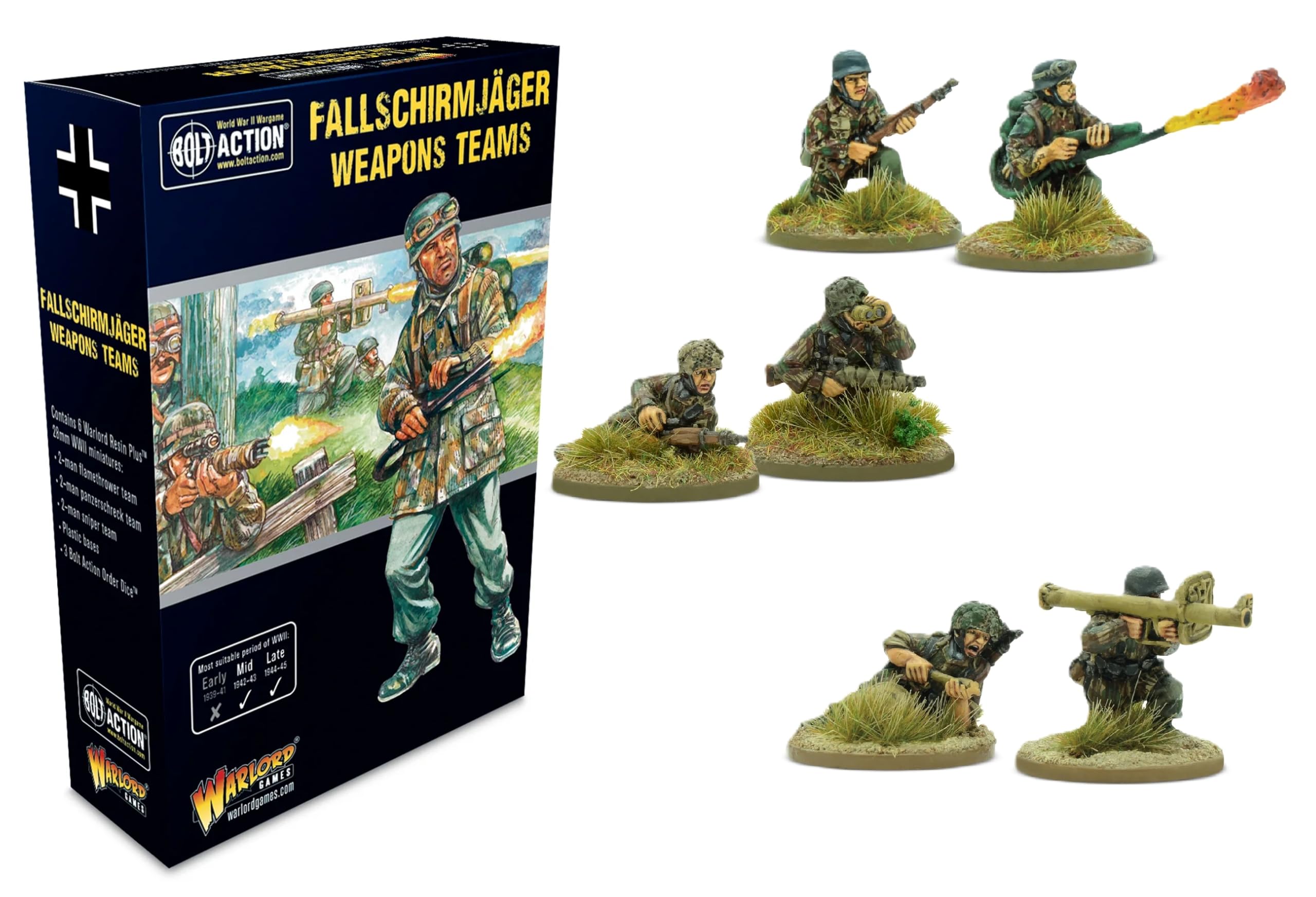 Warlord Games Fallschirmj ger Weapons Teams - 28mm Scale Miniatures for Bolt Action Highly Detailed World War 2 Miniatures for Table-top Wargaming