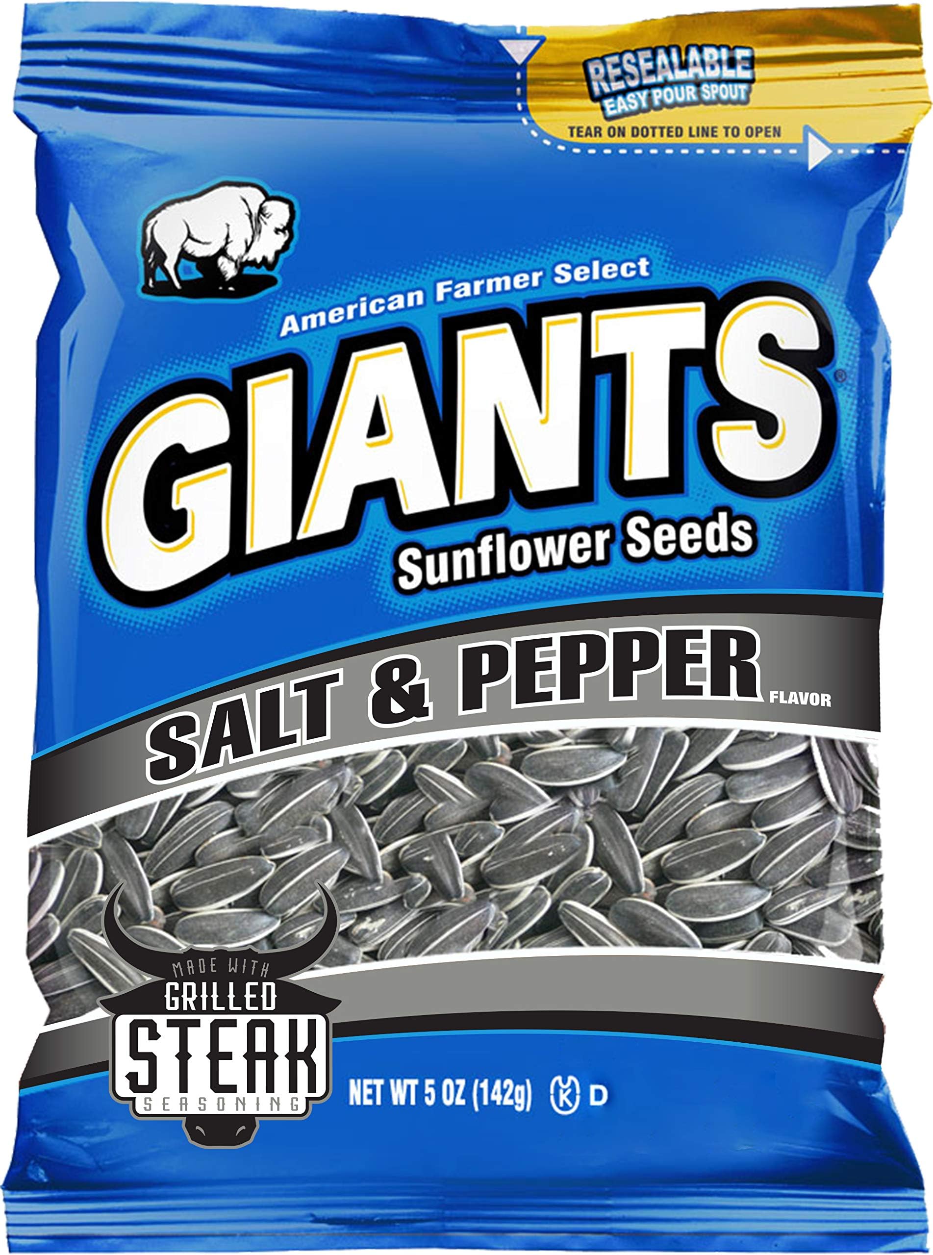 Salt & Pepper Flavored GIANTS Sunflower Seeds(5 oz bag,12 counts)