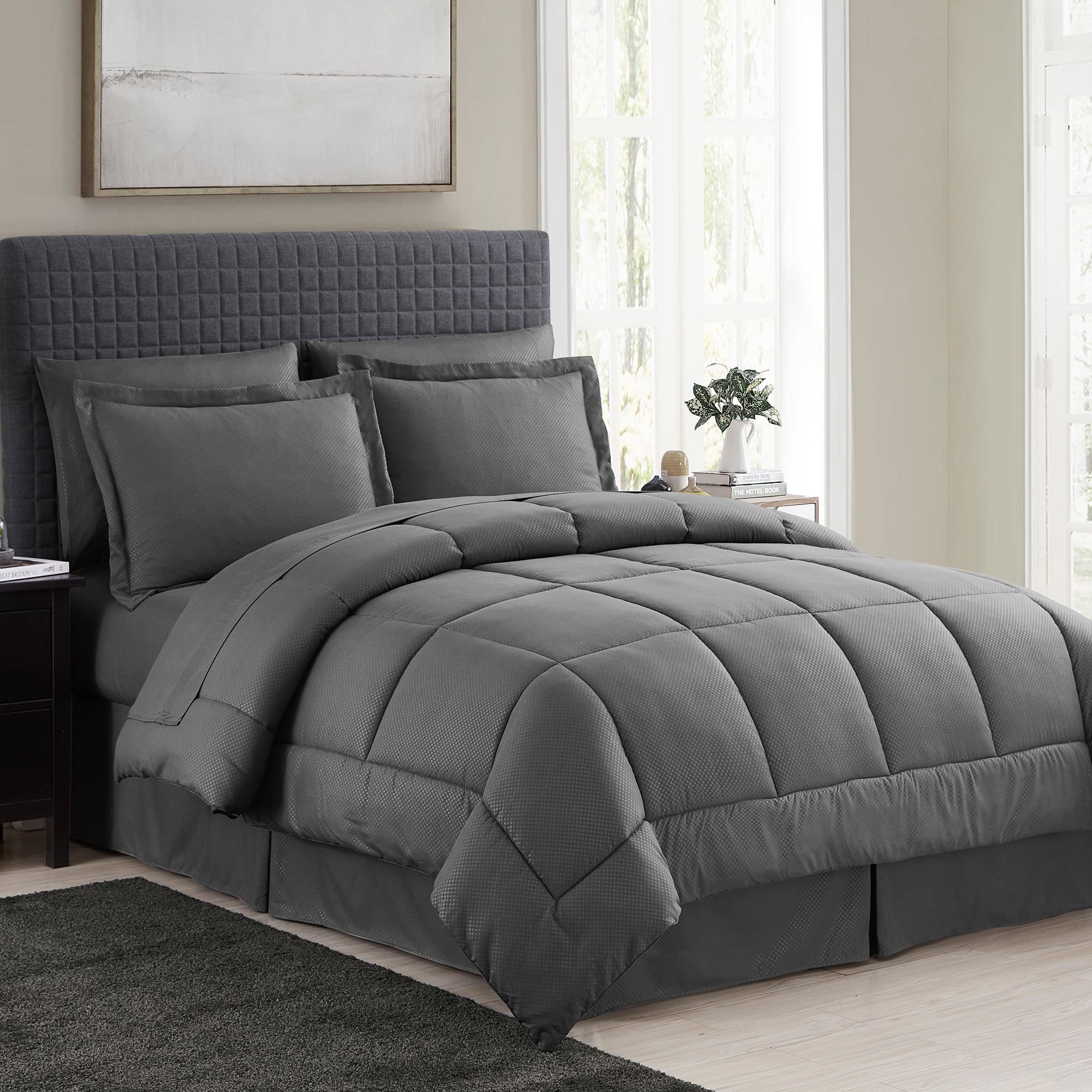 Queen Comforter Set 8 Piece Bed in a Bag with Bed
