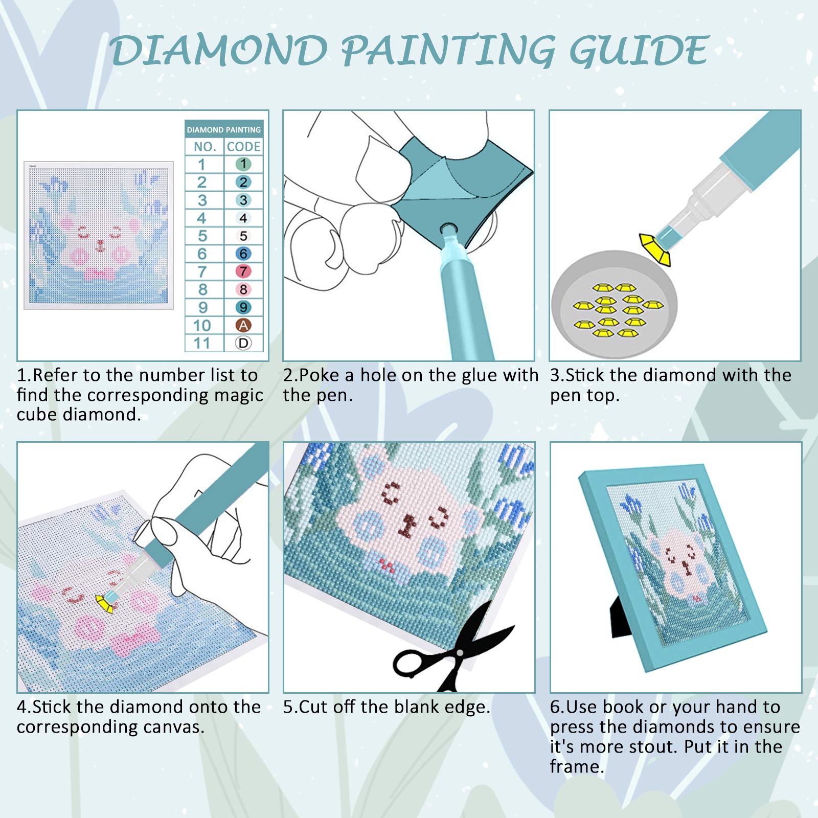 Diamond Painting, L\'émouchet DIY 5D Diamond Painting by Number Kits, Round Full Drill Diamond Embroidery Paintings Pictures DIY Diamond Art for Adults and Kids with Wooden Frame (5.9 x 5.9 inches)