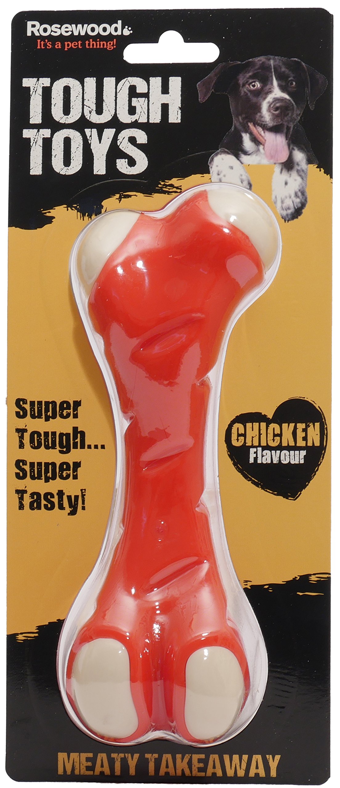 Rosewood Meaty Chicken Takeaway Bone Tough Dog Toy, Large, clear