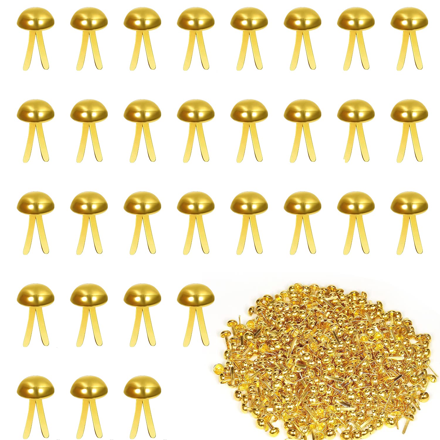 YUE QIN 500 Pcs Split Pins Metal Paper Fasteners Mini Brads Round Fasteners Split Pins for Paper Craft DIY Stamping Scrapbook Office Household Supplies 0.47x0.3Inch (Gold)