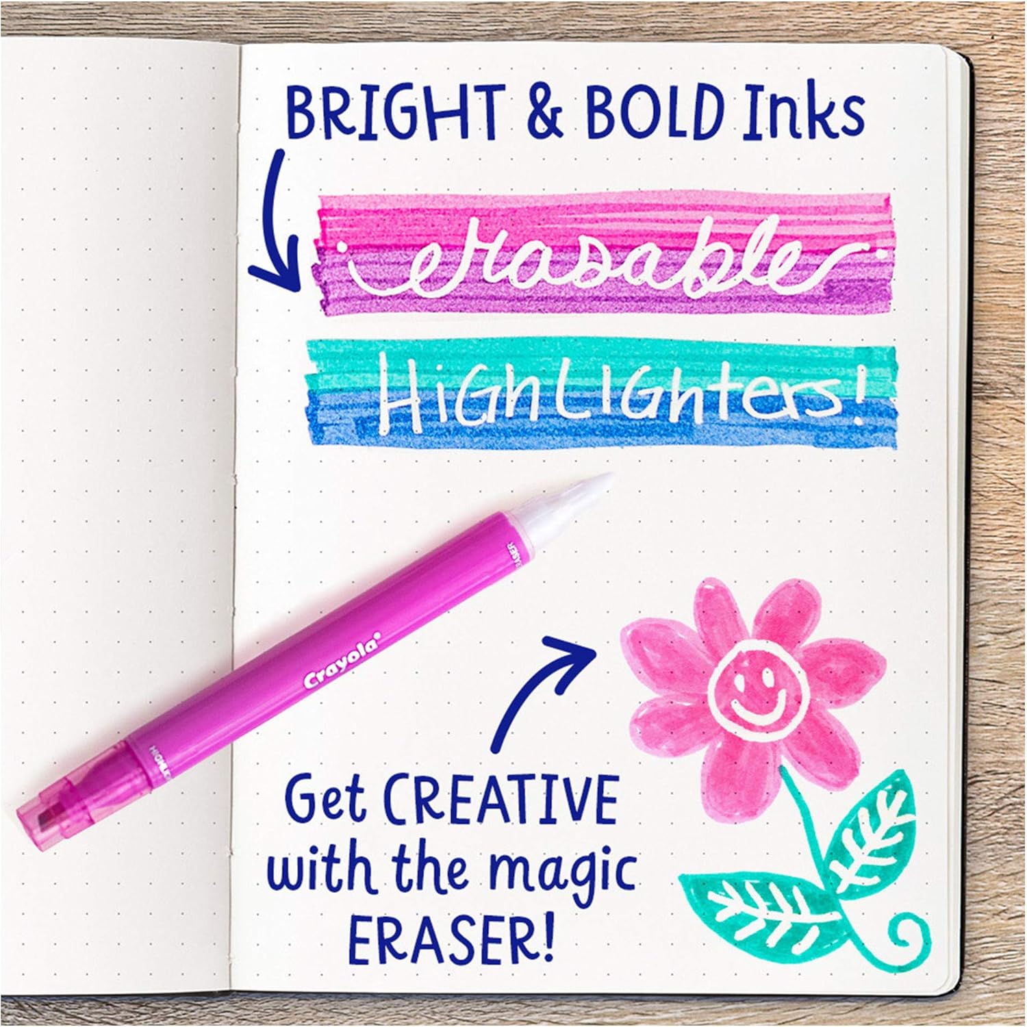 Crayola Take Note Erasable Highlighters, Cool School Supplies, Chisel Tip Markers, 6 Count: Toys & Games