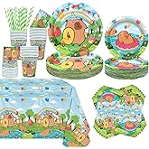 KEFAN Capybara Birthday Party Decorations, Capybara Theme Party Tableware Supplies including Plates, Cups, Napkins, Tablecloth (40)