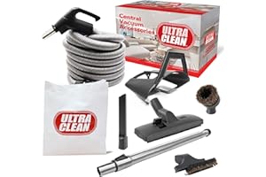 ULTRA CLEAN Deluxe Bare Floor and Carpet Hose and Accessories Central Vacuum Hardwood and Rug Combo Kit (Black, 35 ft)