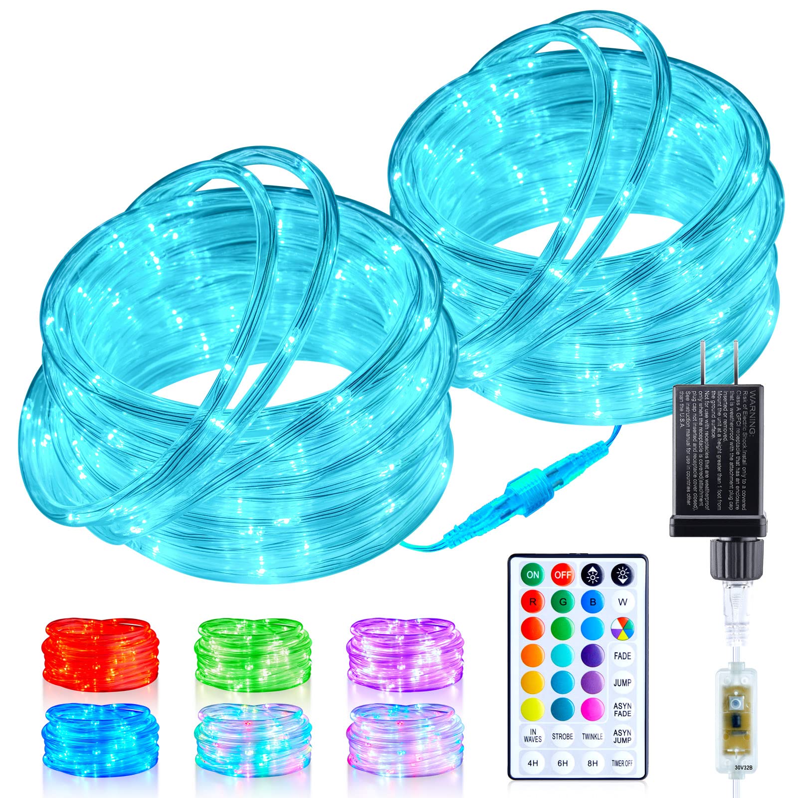 Photo 1 of **ONLY HALF LIGHTS WORK/BAD CONNECTORS***Minetom Color Changing Rope Lights Outdoor - Connectable 66ft 200 LED Outdoor String Lights with Remote, 18 Colors, Christmas Light for Bedroom Outside Patio Holiday Decoration