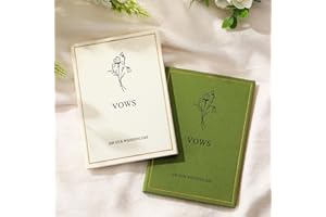 Engrowtic Set of 2 Wedding Vow Books His and Hers Vows on Our Wedding Day Notebooks with Gold Foil Fabric Cover 5.8"x 4.1" Br