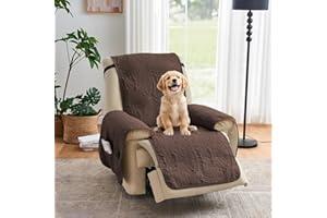 Pamhaven Quilted Recliner Chair Covers,Water-Repellent Recliner Slipcovers, Recliner Covers Stay in Place, Pet Friendly Recliner Cover for Dogs, Washable Chair Protector (Recliner 22", Chocolate)