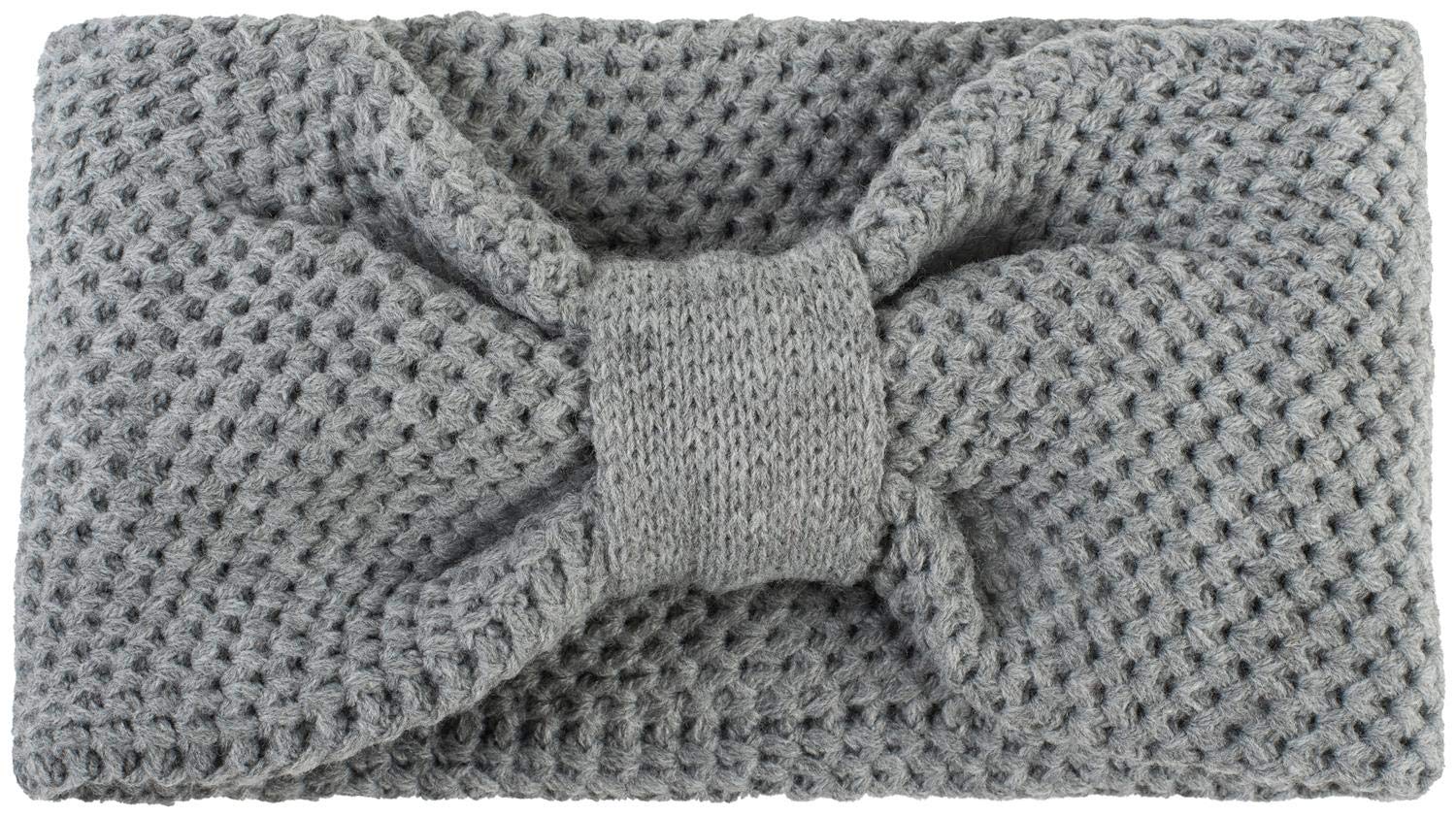 styleBREAKER women knit headband with knot and seed stitch knit pattern, knot design, hairband, headband 04026042, color:Grey