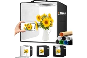 DUCLUS Light Box Photo Studio, 12"x12" Professional Photo Booth Box with 8 Photo Backdrop, 112 LED Lights Dimmable & high CRI>95 Lightbox for Mini Product Photography: Jewelry, Miniature Models etc.