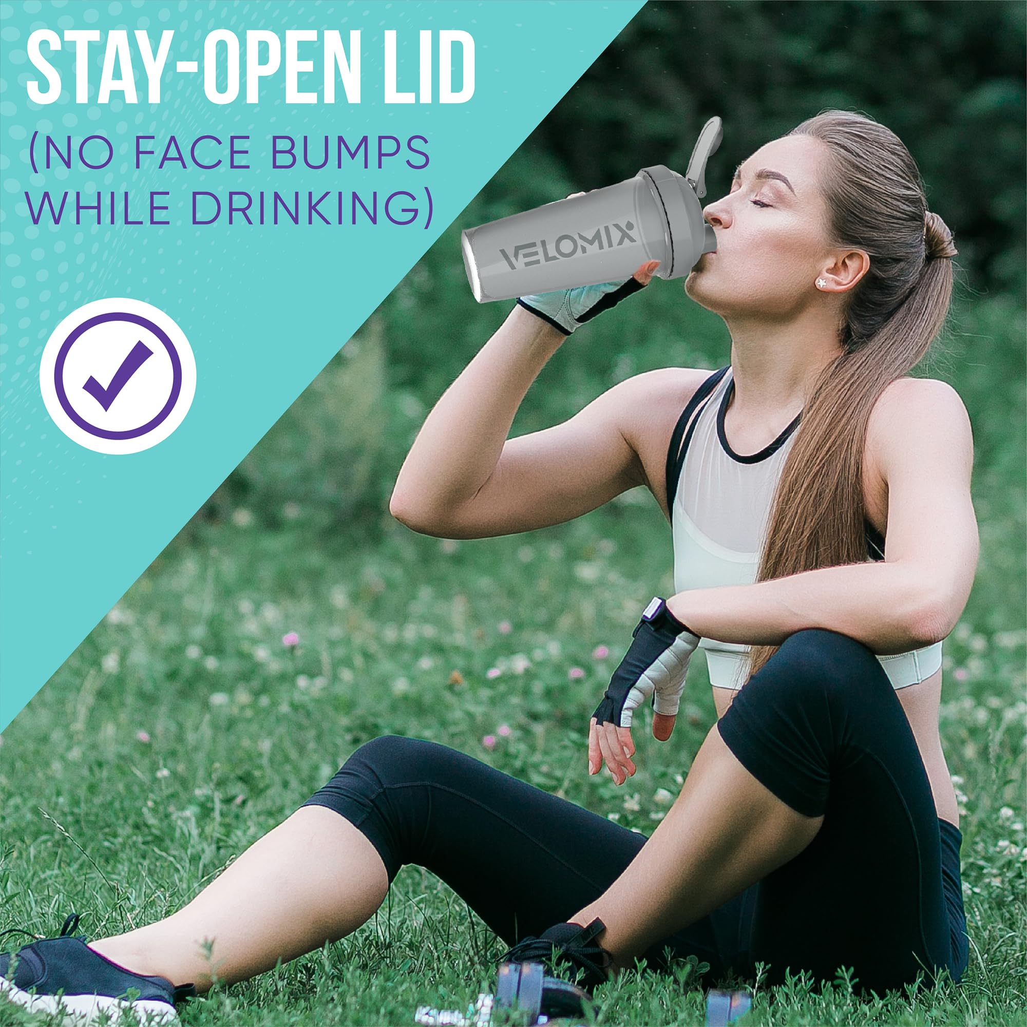 VELOMIX -4 Pack- 28 oz Protein Shaker Bottles for Protein Mixes - 4x Wire Whisk | Leak Proof Shaker Cups for Protein Shakes | Protein Shaker Bottle Pack (Silver Mix)