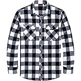 J.VER Flannel Shirt for Men Plaid Long Sleeve Casual Button Down Shirts Regular Fit Cotton Buffalo Checkered Top with Pockets