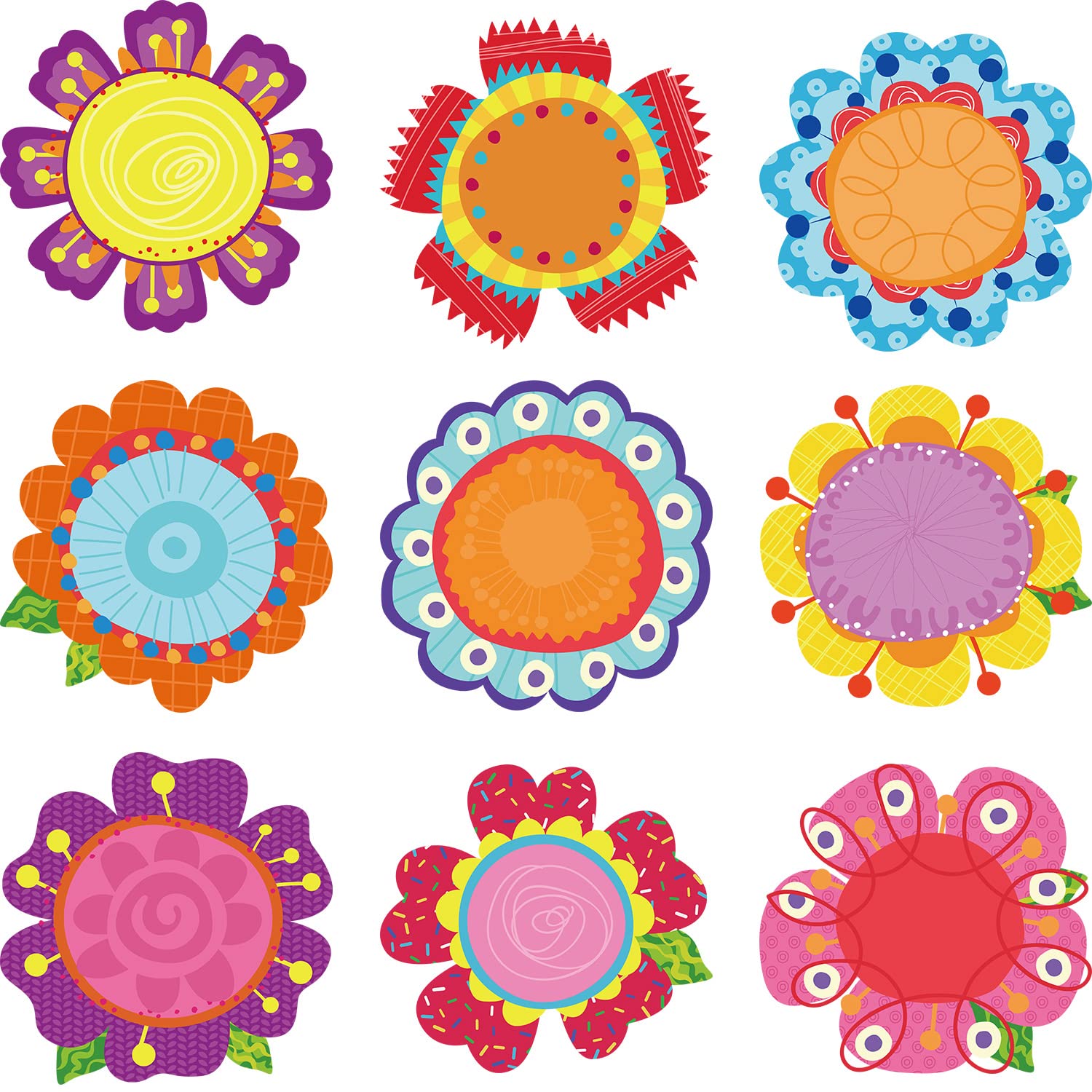 Photo 1 of Blulu Flowers Cut-Outs Back to School Classroom Blooms Decoration Colorful Flowers Cutouts Versatile Cutouts with Glue Point for Bulletin Board School Summer Party Crafts, 5.9 x 5.9 Inch(81 Pieces)