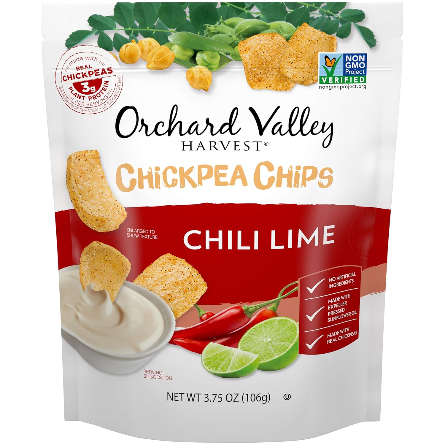 ORCHARD VALLEY HARVEST Chickpea Chips, Chili Lime, 3.75 oz