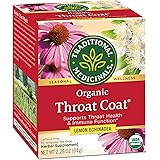 Traditional Medicinals Organic Throat Coat Lemon Echinacea Seasonal Tea 32 Count (Pack Of 3), Supports Throat Health & Immune