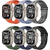 TiMOVO 6 Pack Sport Bands Compatible with Apple Watch Ultra 3/2/1 49mm 46mm 45mm 44mm 42mm for Men, Soft Silicone Replacement Strap for iWatch SE 3/2/1, Series 11 10 9 8 7 6 5 4 3 2 1