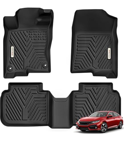 All-Weather Floor Mats For Honda Civic Sedan 2022-2026 – TPE Custom Fit Liners & Trunk Mat Set (11th Gen, Not Hatchback)