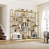 YITAHOME Large Wide Gold Bookshelf, Tall Modern