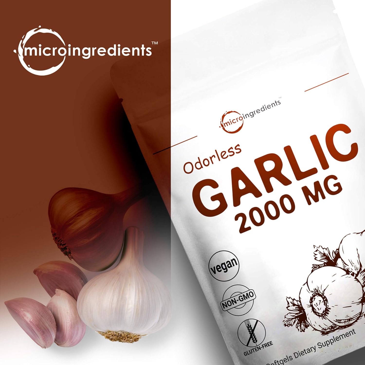 Maximum Strength Odorless Garlic Pills (Garlic Extract Supplements), 2000mg Per Serving, 300 Soft-gels, Pure and Potent Garlic Allium Sativum Supplement, 150 Days Supply, Non-GMO: Garden & Outdoor