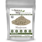 The Spice Way Marjoram Leaves - (2 oz) pure ground dried leaf | Gentle marjoram leaves for poultry, soups, tomatoes, vegetables, eggs and beans; Kosher Certified; Resealable Bag
