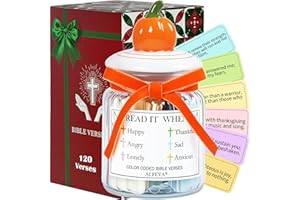 ALFEVA Bible Verse Jar with Pumpkin Ceramic Lid, Read it when Bible Verses For Daily Encouragement —christian gifts for women and Men,Birthday Gifts for Mom,Religious Graduation Gifts For Her
