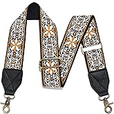LEMEDE Purse Strap,2" Leather End Shoulder Strap Adjustable Replacement,Retro Jacquard Multi-pattern Crossbody Bag Straps