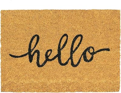 Nicola Spring Coir Door Mat 60 x 40cm Hello Non-Slip Backing