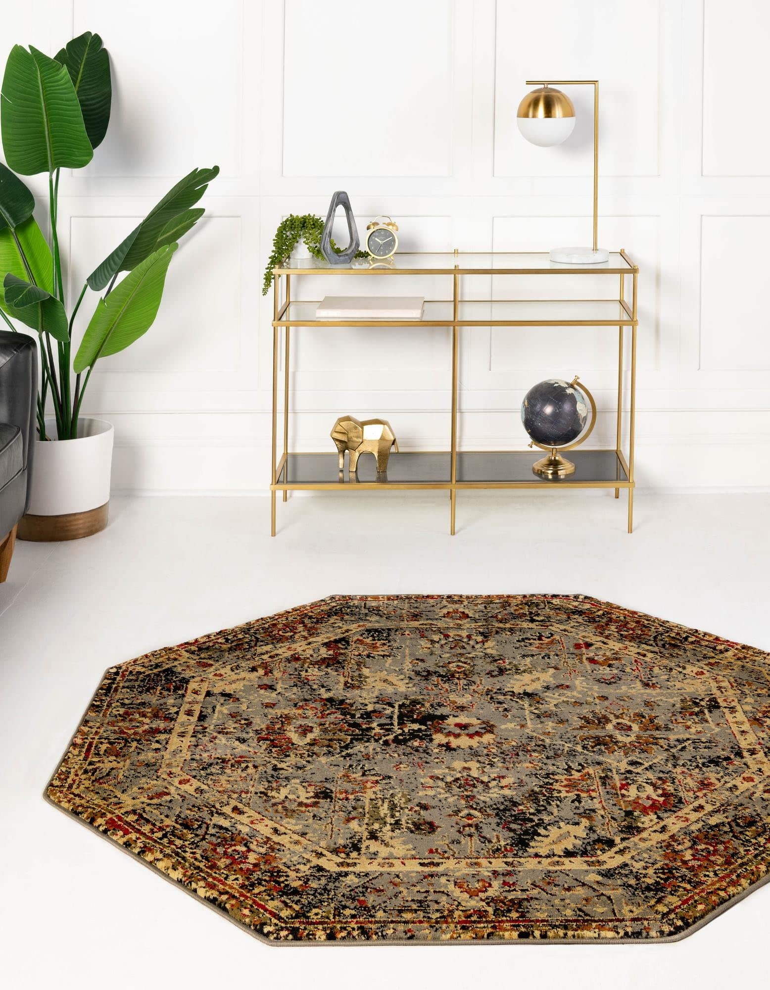 Unique Loom Saturn Collection Area Rug – Ion 3 3 Octagon Blue/ Black
