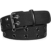 WHIPPY Canvas Double Grommet Belt Unisex Casual Double Prong Belt for Men Women for Jeans Pants