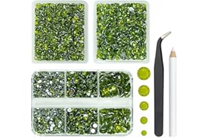 qiipii 3 Boxes 5070PCS Olive Green Resin Rhinestones for Crafting Flatback Resin Gems Stones 2mm 3mm 4mm 5mm 6mm Non-Hotfix Diamonds Crystals for Nails Body Face Makeup Tumblers Bottles DIY Crafts