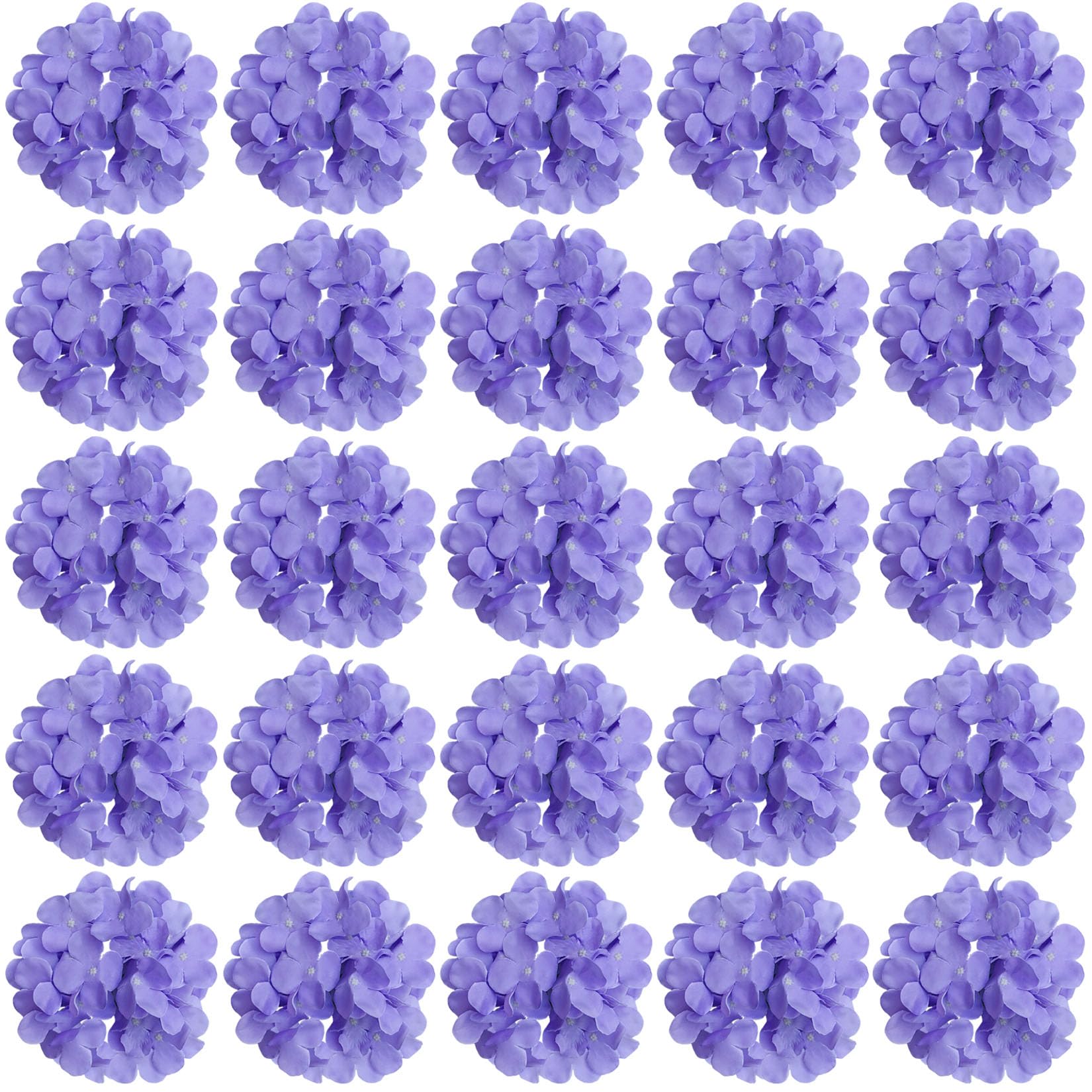 FagusHome 30 Pcs Silk Hydrangea Heads Artificial Flowers Heads and Stems Fake Hydrangea Flowers for Home Wedding Decor (Light Purple)